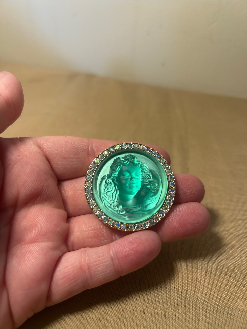 Kirks Folly mint green angel brooch